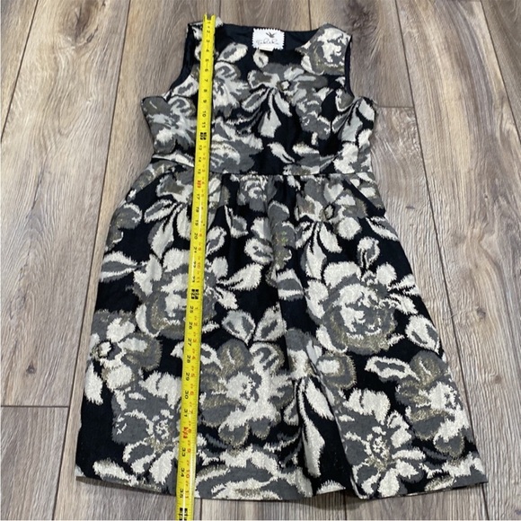 ANTHROPOLOGIE TABITHA Black Gold Floral A-Line Dress Lined w/ Pockets Sz 6 - Picture 15 of 16
